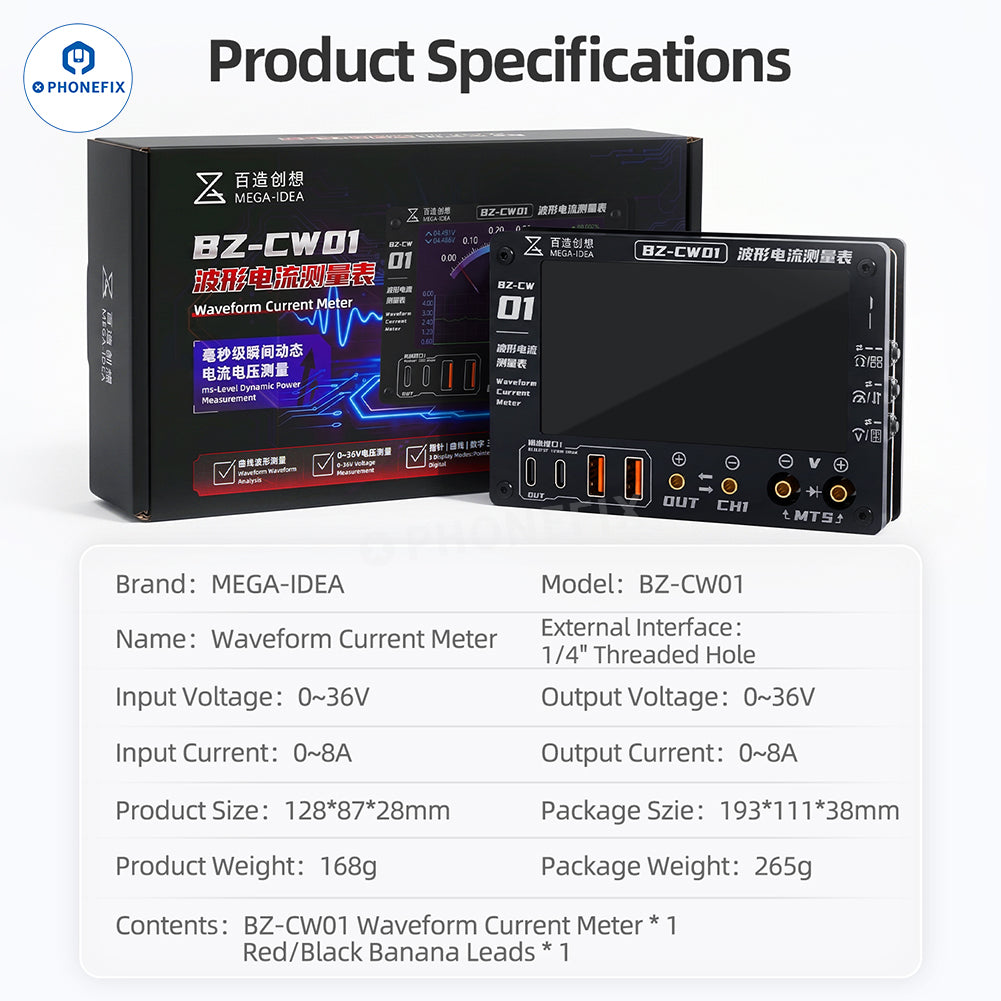MEGA-IDEA BZ-CW01 Waveform Current Meter for Phone Repair