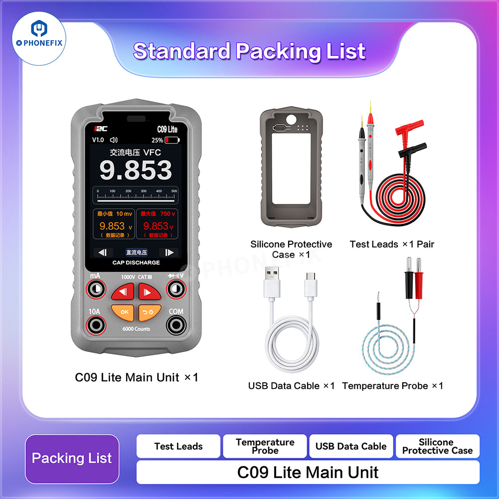 i2C C09 Lite Smart Digital Multimeter - Auto Range & PC Live Cast