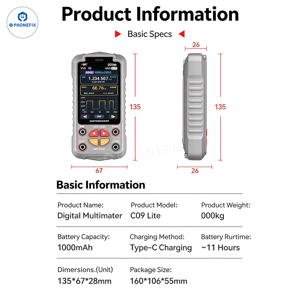 i2C C09 Lite Smart Digital Multimeter - Auto Range & PC Live Cast