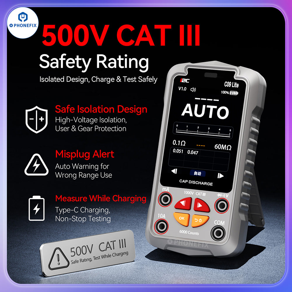 i2C C09 Lite Smart Digital Multimeter - Auto Range & PC Live Cast