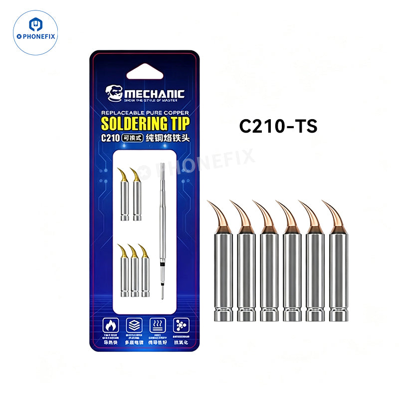C210 Replaceable Iron Tip Set for Phone Jumper Wire Soldering Repair