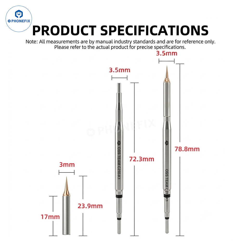 C210 Replaceable Iron Tip Set for Phone Jumper Wire Soldering Repair