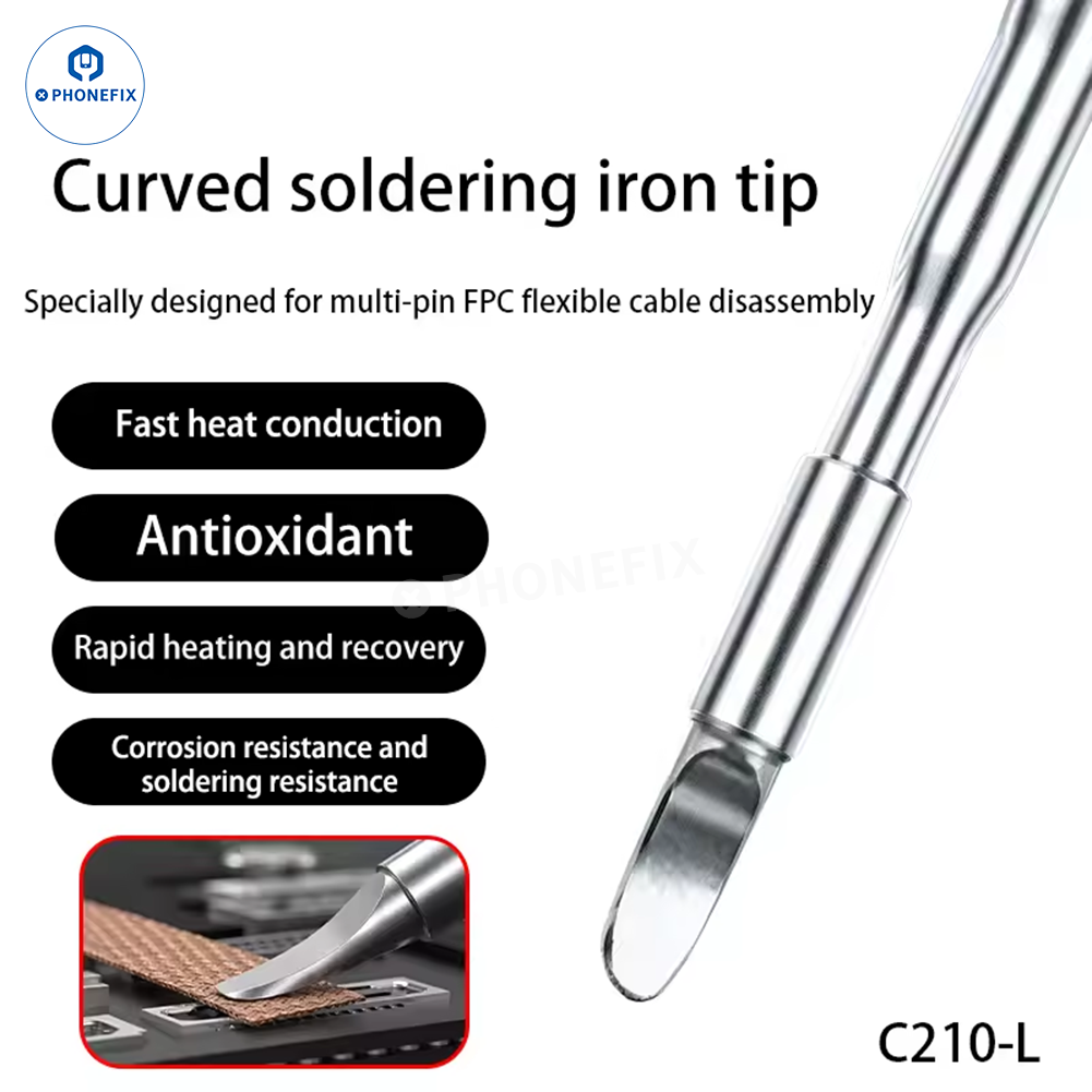 C210 Flat/Curved Soldering Tip for Phone Screen IC/FPC Cable Repair