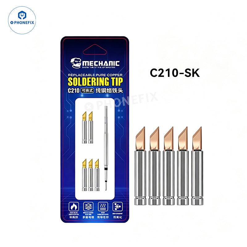 C210 Replaceable Iron Tip Set for Phone Jumper Wire Soldering Repair