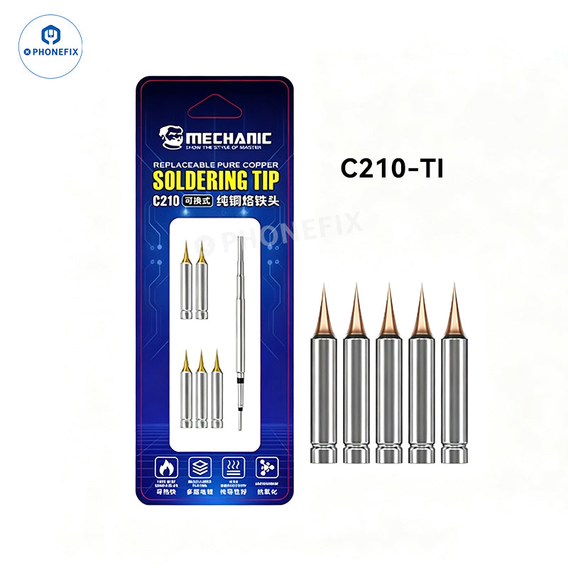C210 Replaceable Iron Tip Set for Phone Jumper Wire Soldering Repair