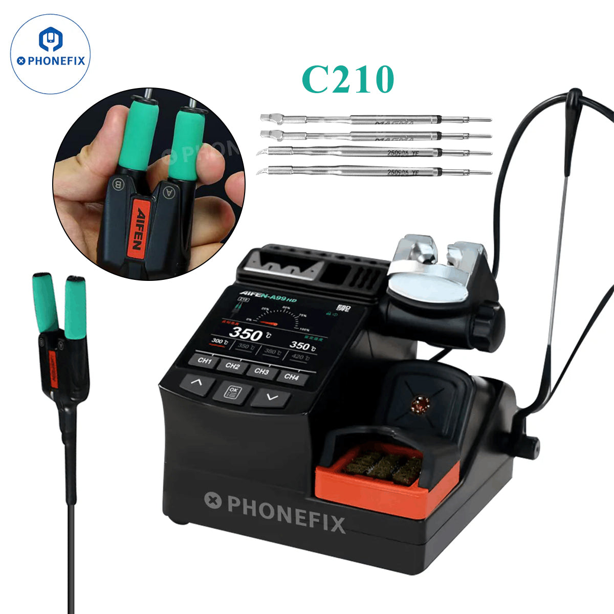 AIFEN A99 HD Soldering Station with C210 C245 Iron Electric Tweezers