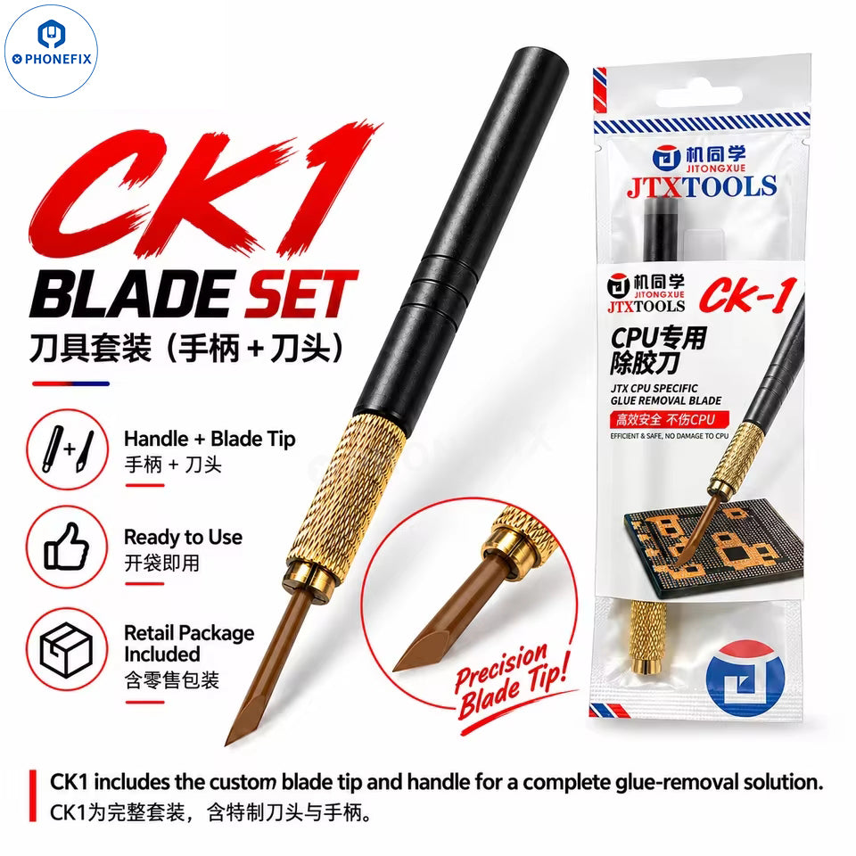 JTX CK1 CK2 CPU & PCB Glue Removal Blade Set – 45° Angled Scraper