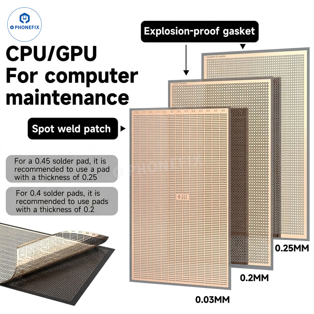 XZZ CPU GPU Welding Pads & Explosion-Proof Gaskets for PC Repair