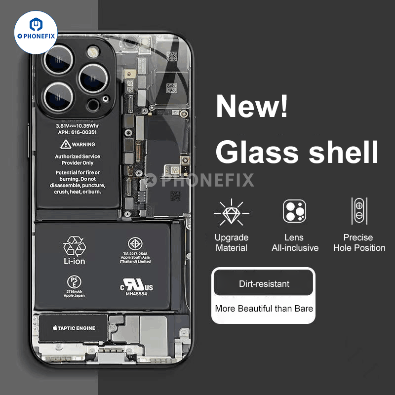 Motherboard Circuit Board Glass Phone Case For iPhone 12-15 Pro Max