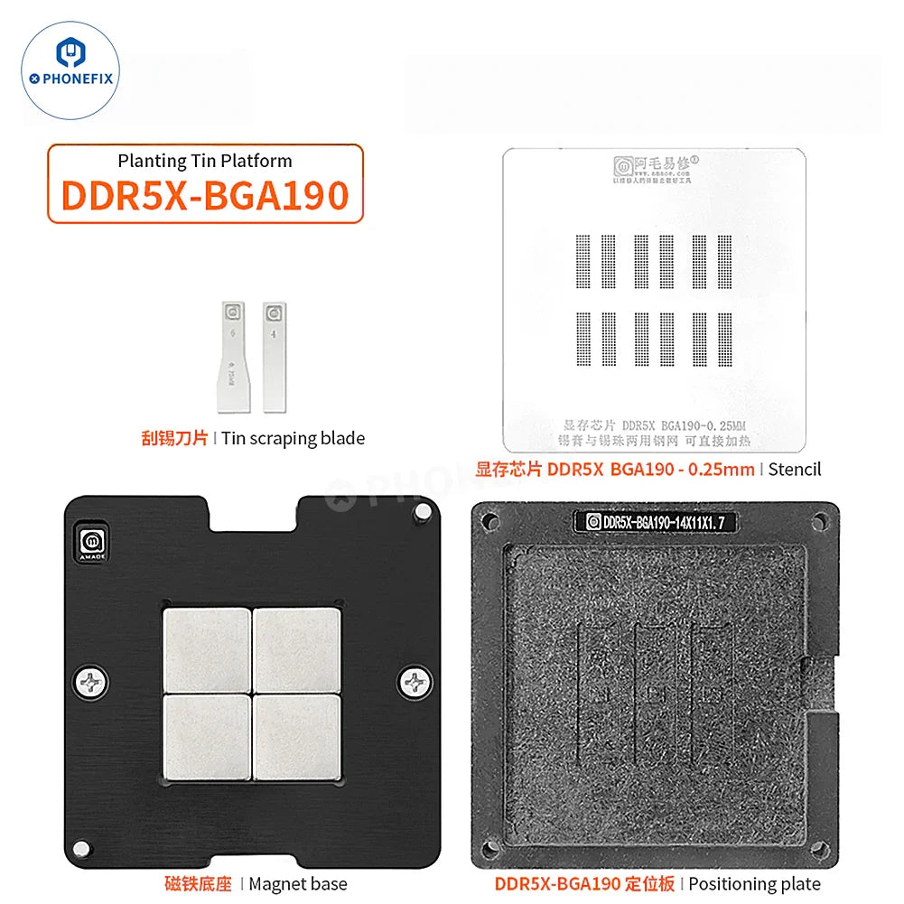 AMAOE BGA253 BGA190 Reballing Stencils for DDR LPDDR3 video memory chips