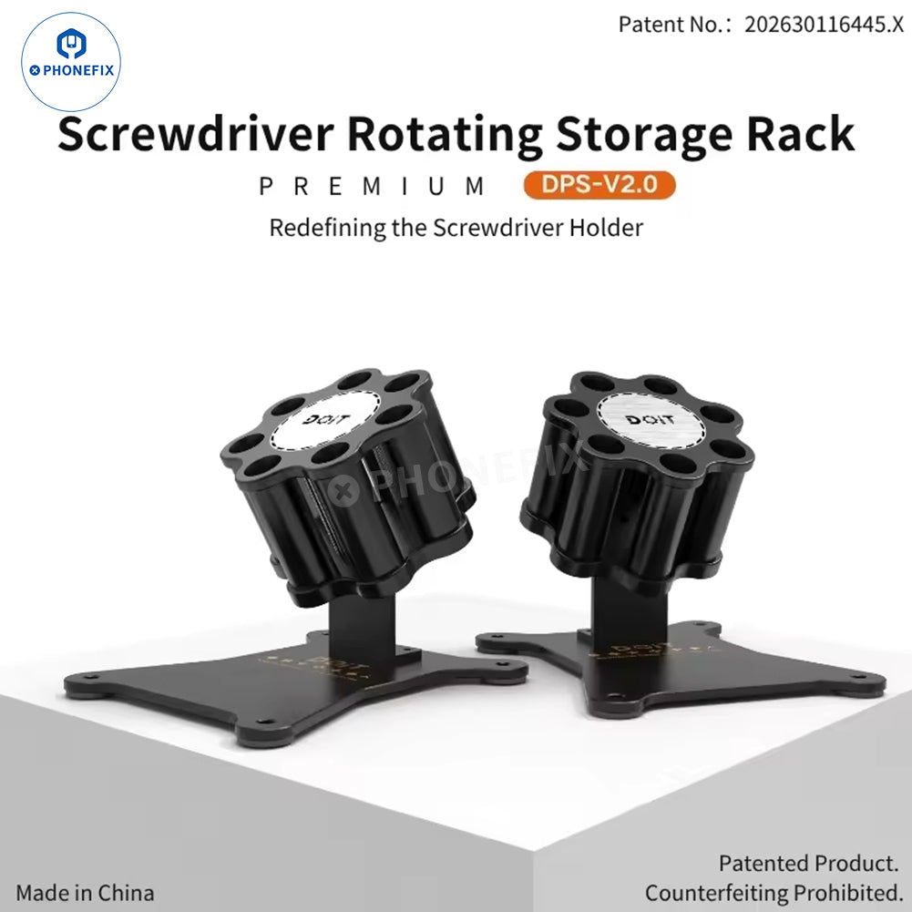DOiT DPS-V2.0 magnetic screwdriver bit holder storage box by PHONEFIX, rotating screw organizer with magnetic rack in black.