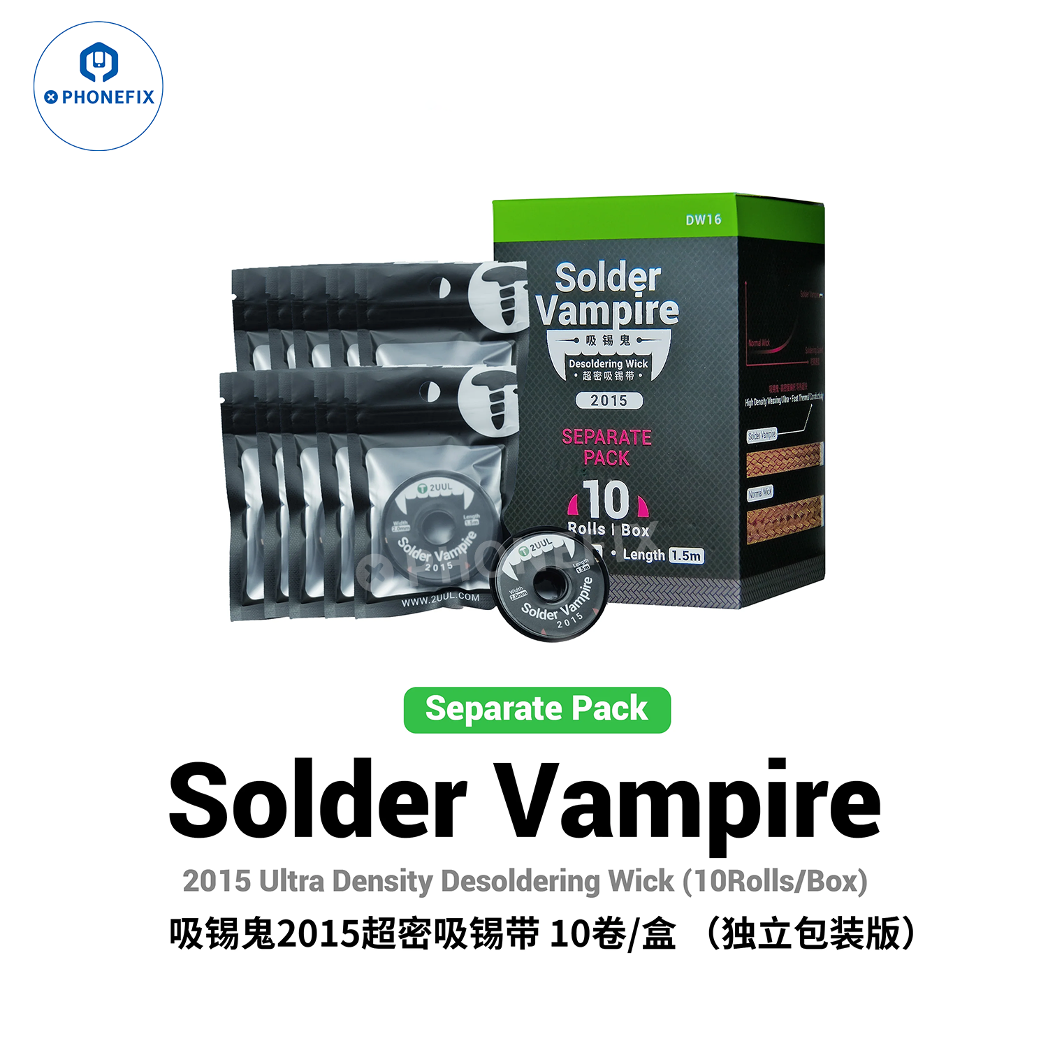 2UUL 2015 Desoldering Wick Phone Repair Kit PCB Welding Wire