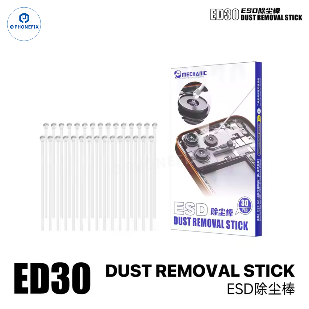PhoneFix Mechanic CD48 UV camera repair glue dust removal stick used for solder paste application on electronic devices.