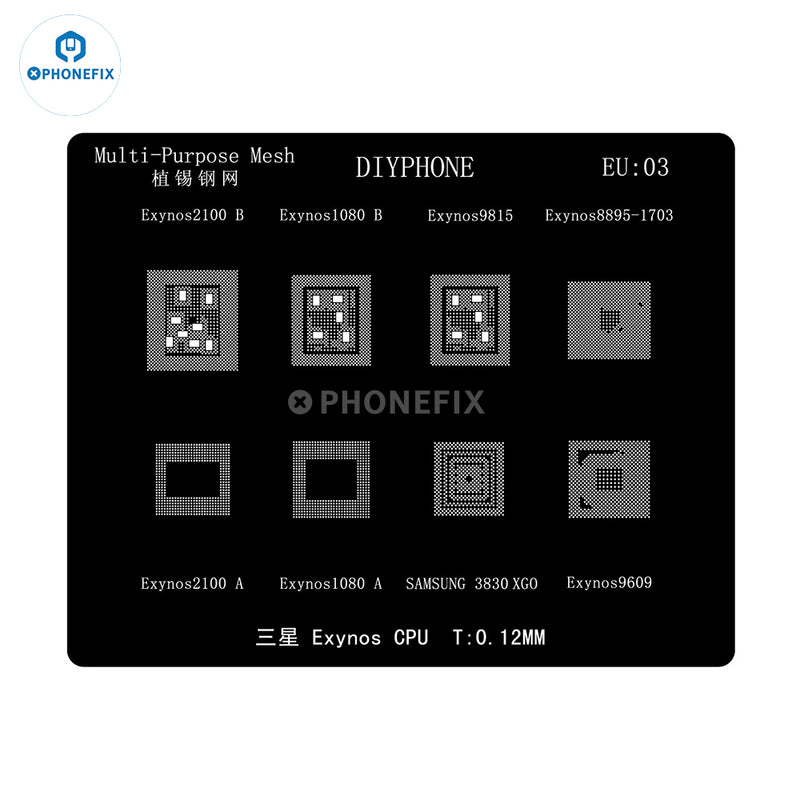 DIYPHONE 0.12mm CPU BGA Reballing Stencil For Samsung Exynos