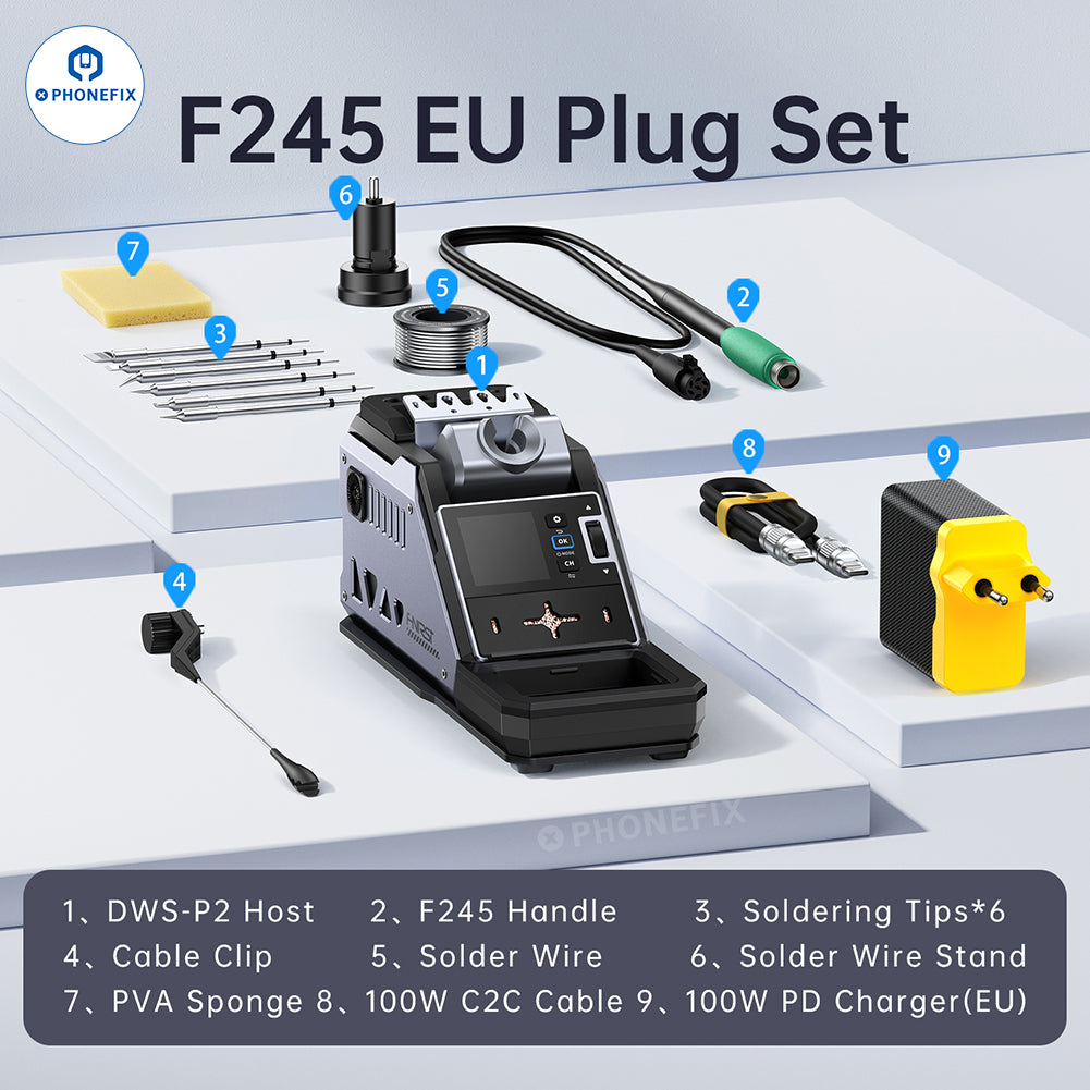 PHONEFIX FNIRSI DWS-F245 BGA rework station for phone repair, featuring a constant temperature soldering station DIY kit.