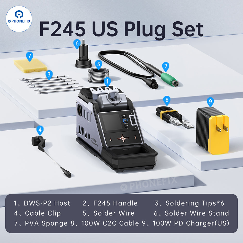 PHONEFIX FNIRSI DWS-F245 BGA rework station for phone repair, featuring a compact design and precise temperature control.