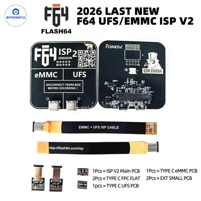 Flash F64 Ultra NAND Programmer for UFS eMMC MicroSD Nano Memory Card