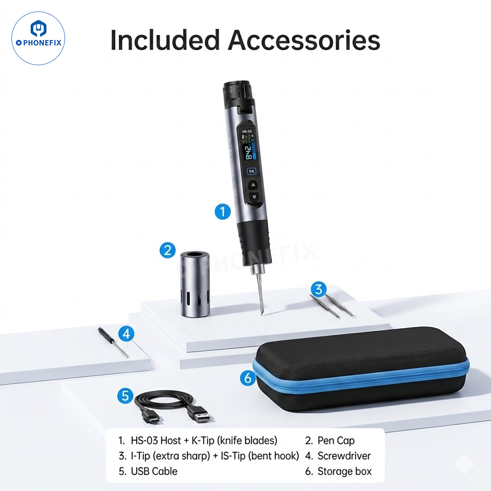 FNIRSI HS-03 Wireless Soldering Iron with F210 Tips for Phone Repair