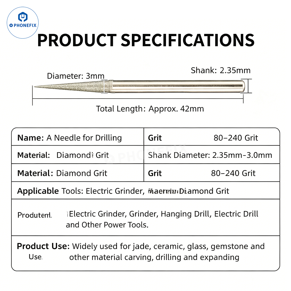 2.35mm Diamond Grinding Drill Bit for PCB Circuit Board Repair