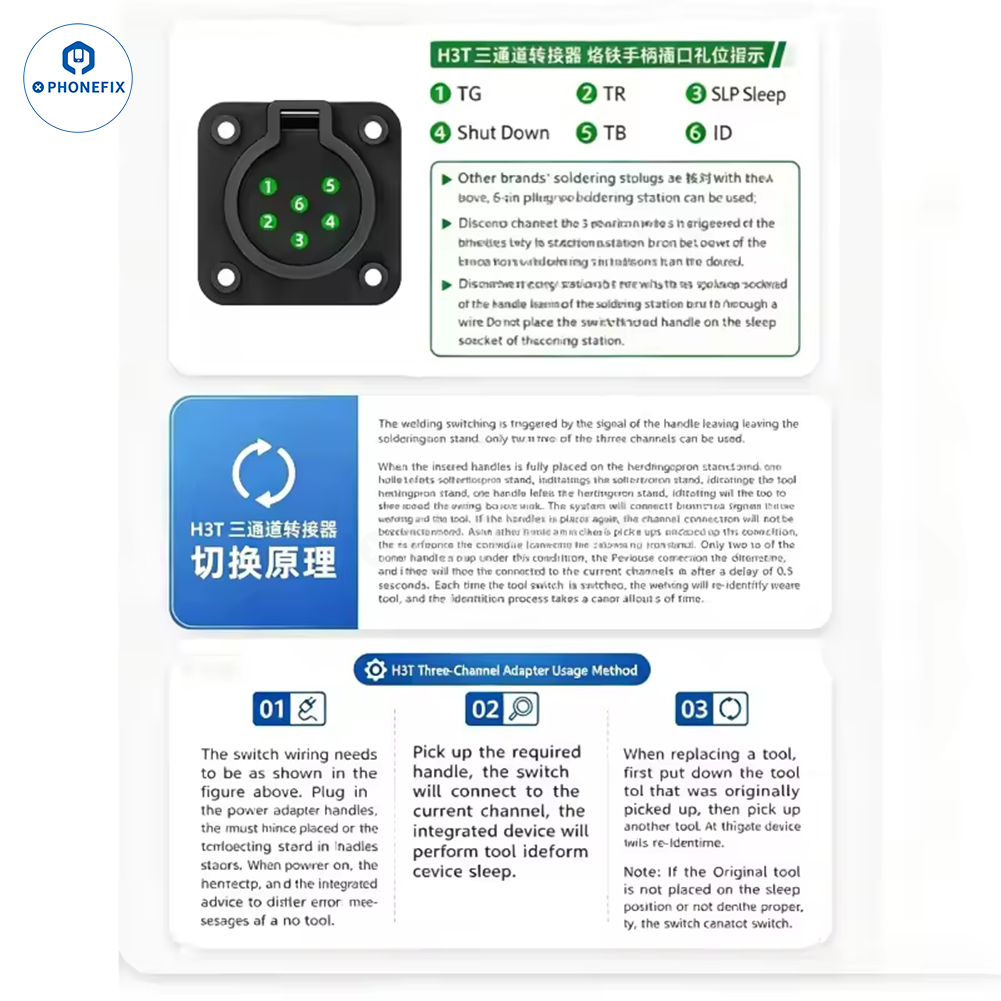 Qianli H3T Triple Channel Soldering Iron Station Expansion Adapter
