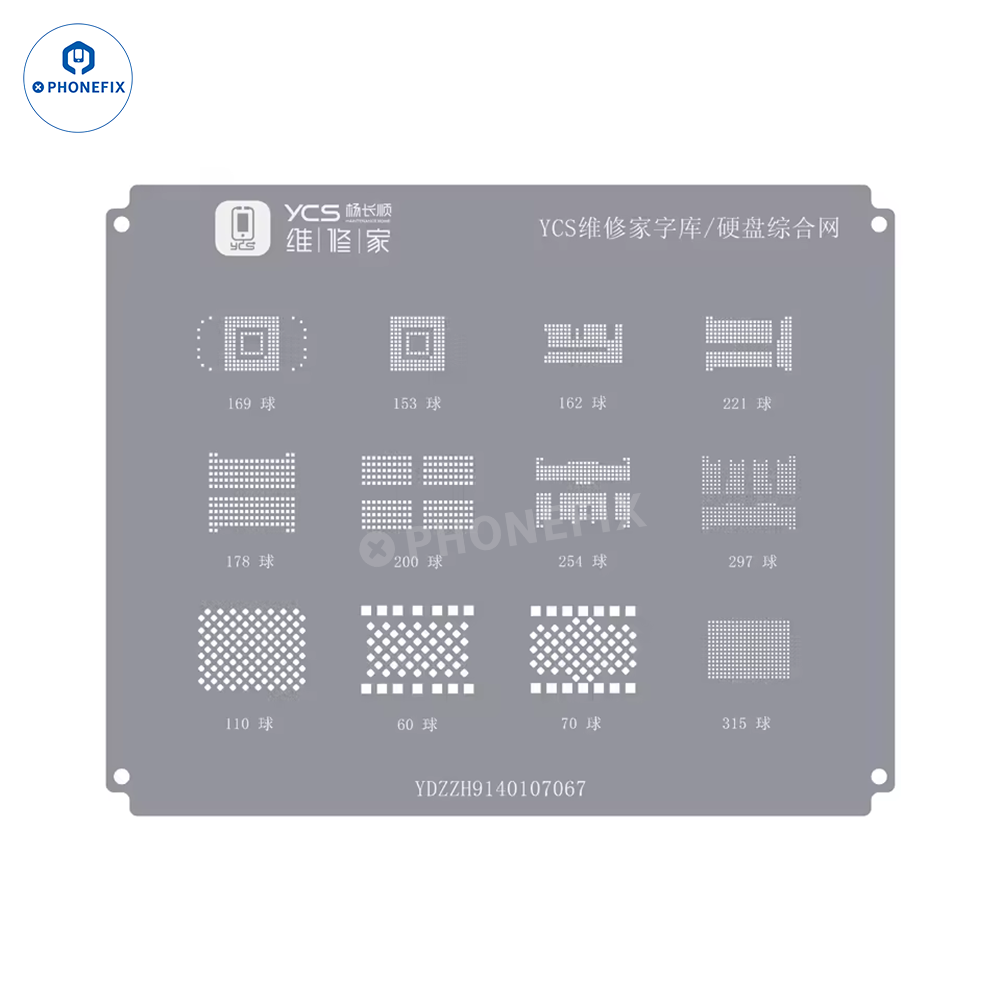 YCS Mobile BGA Reballing Stencils for iPhone Android Phones CPU Chip