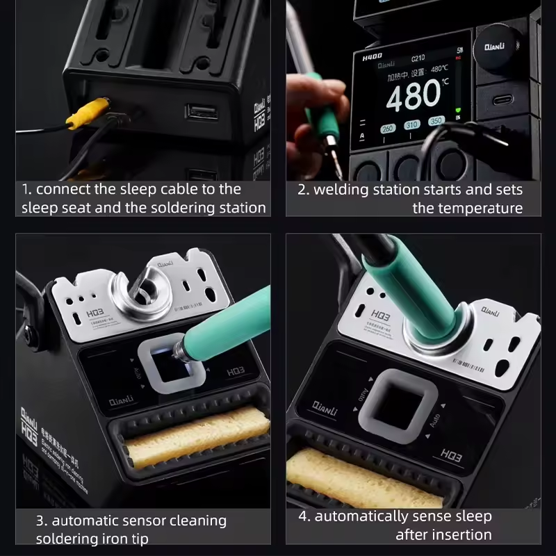 QIANLI HQ3 Soldering Iron Tip Cleaner with Sleep Mode for C245 C210