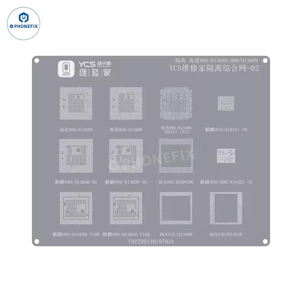 YCS Mobile BGA Reballing Stencils for iPhone Android Phones CPU Chip