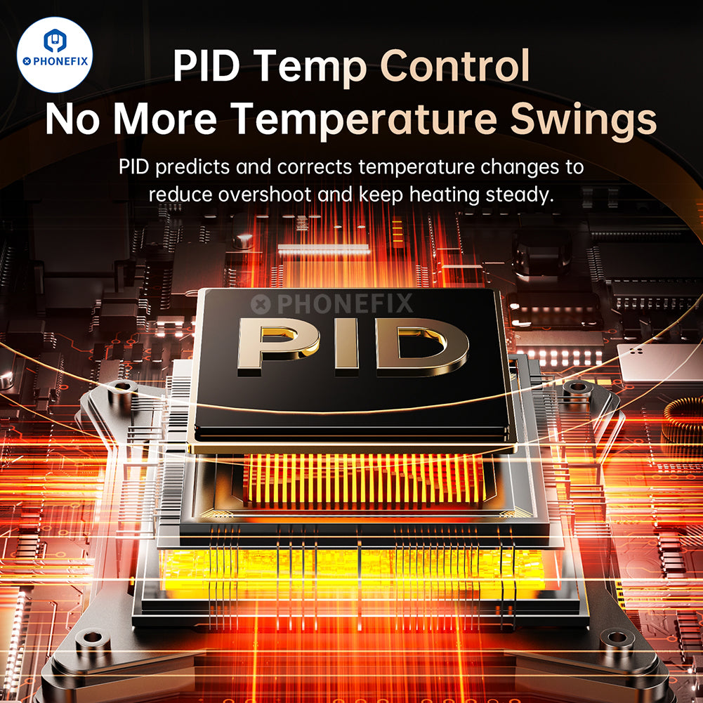 FNIRSI HT-P1A/P1B mini phone PCB heating platform by PHONEFIX with adjustable heating elements for phone repair.