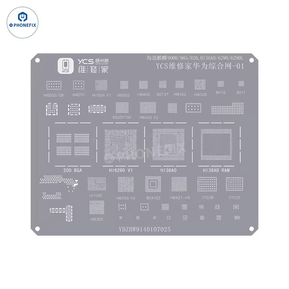 YCS Mobile BGA Reballing Stencils for iPhone Android Phones CPU Chip