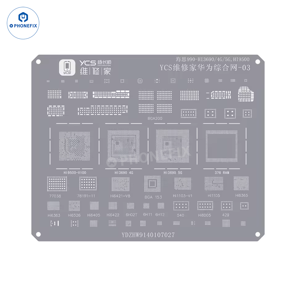 YCS Mobile BGA Reballing Stencils for iPhone Android Phones CPU Chip