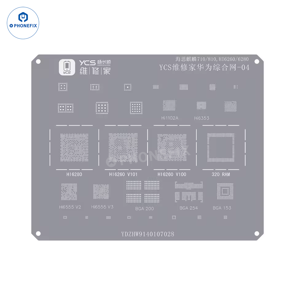 YCS Mobile BGA Reballing Stencils for iPhone Android Phones CPU Chip