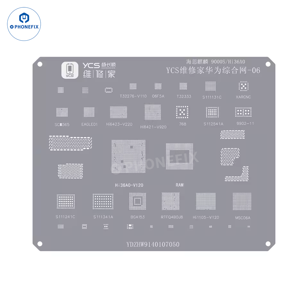 YCS Mobile BGA Reballing Stencils for iPhone Android Phones CPU Chip