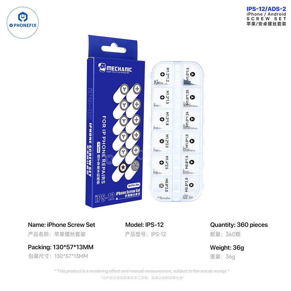 MECHANIC IPS-12 ADS-2 Screw Set for iPhone & Android Repair
