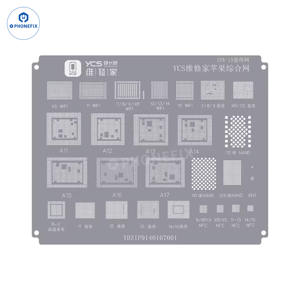 YCS Mobile BGA Reballing Stencils for iPhone Android Phones CPU Chip
