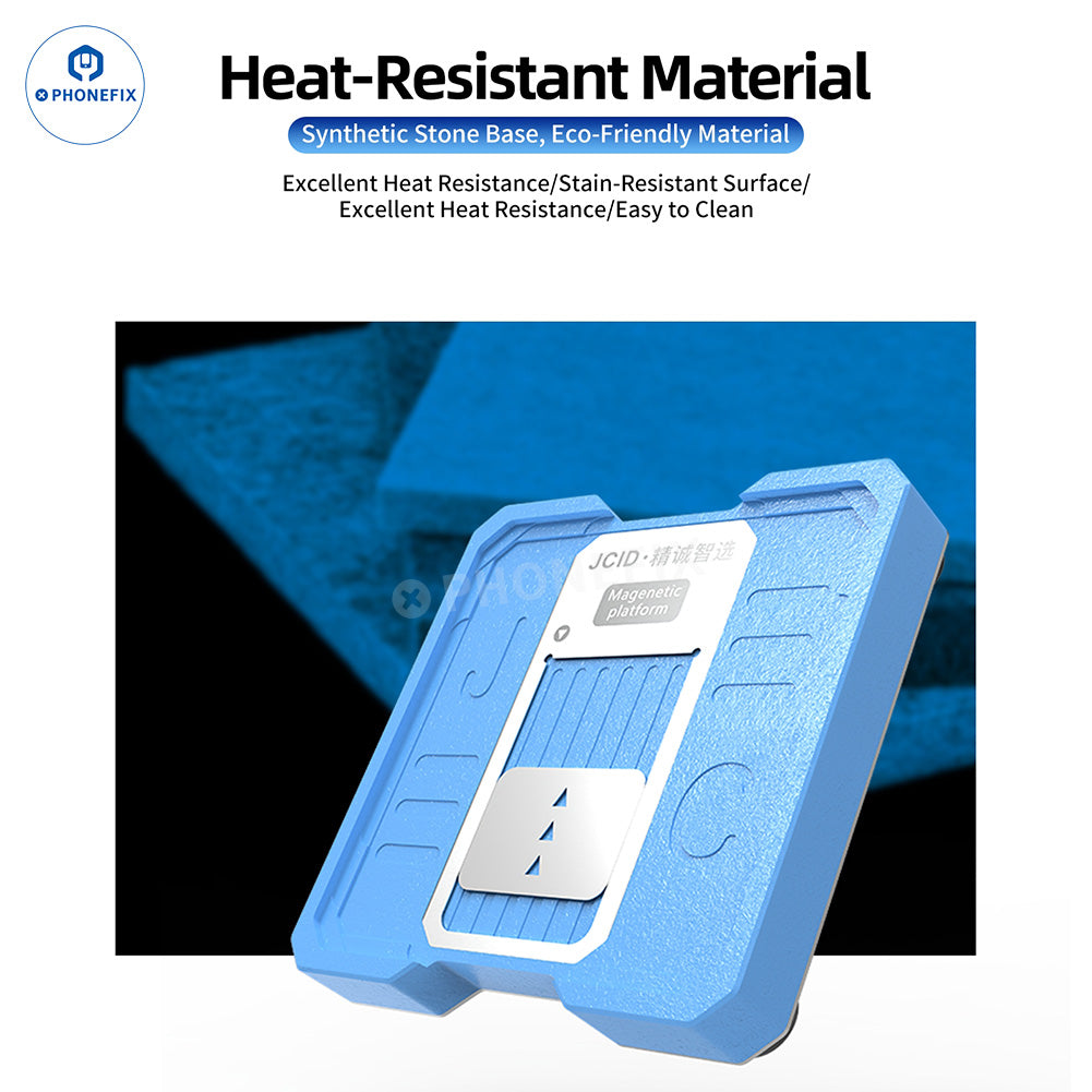 JCID SMT-02 BGA reballing platform kit for iPhone and Android, with stencils for CPU reballing, by PHONEFIX.
