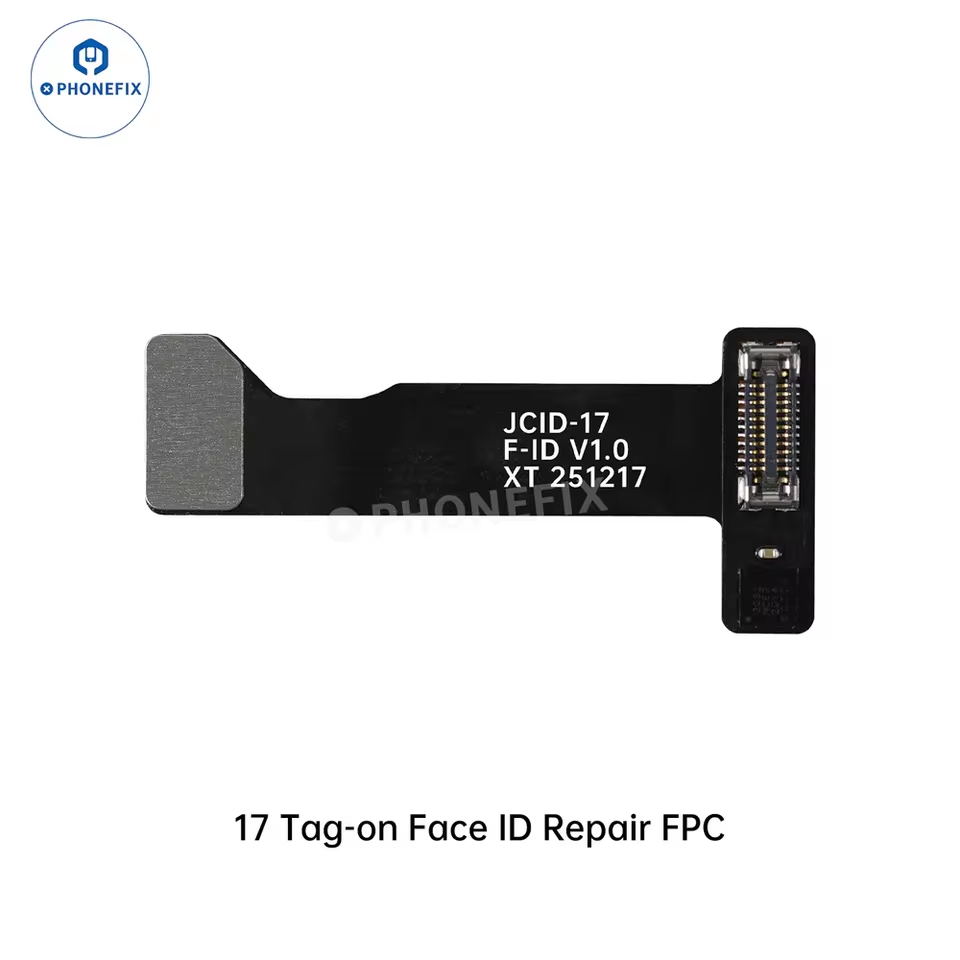 PhoneFix JCID iPhone Face ID repair tool with tag-on FPC and activation board for iPhone 13-16 Face ID repair processes.