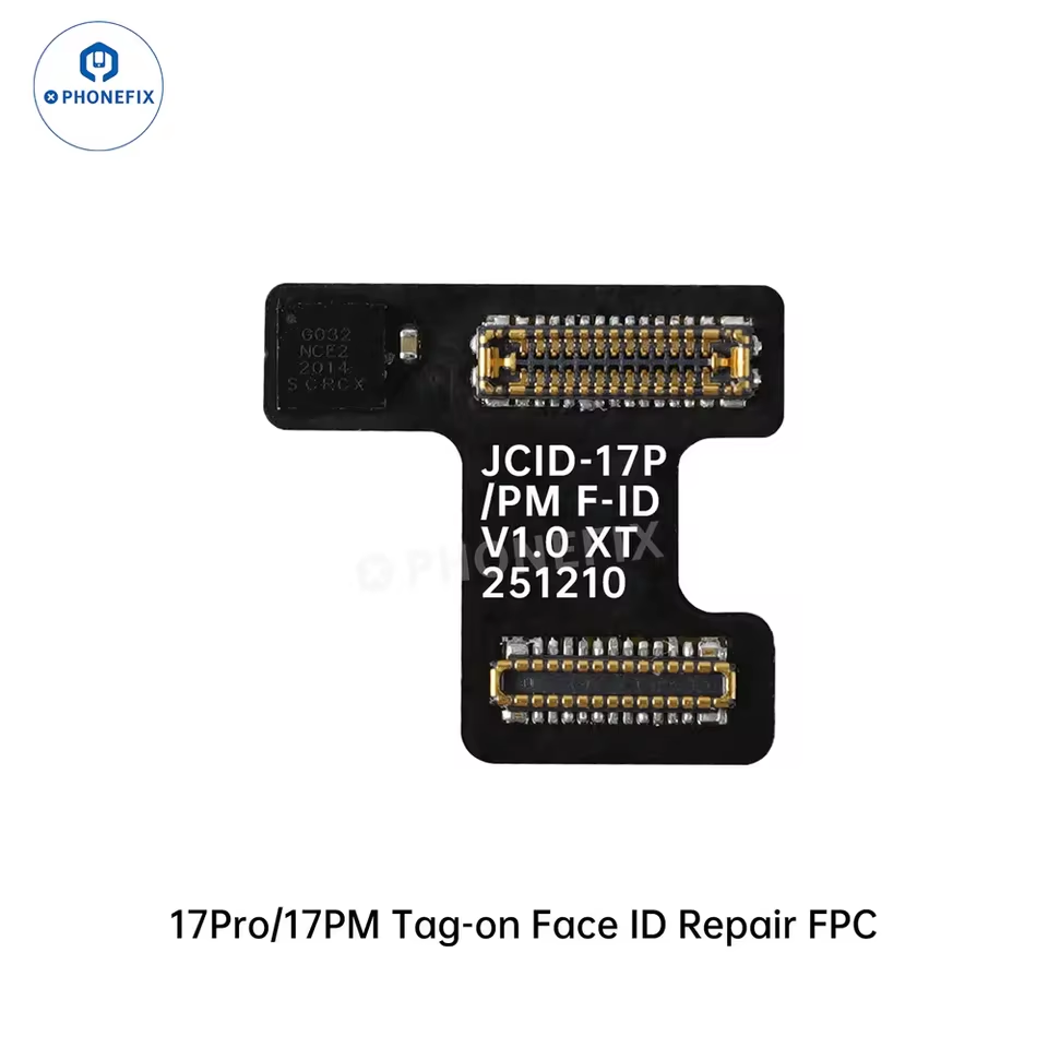 JCID Face ID repair tool for iPhone 13-16, featuring tag-on FPC and activation board, used for Face ID repairs by PHONEFIX.