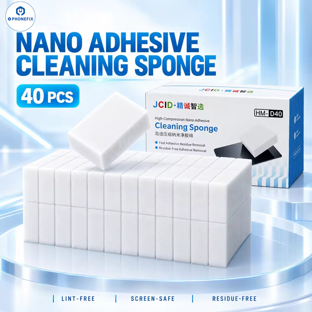 PHONEFIX JCID HM-5/40 cleaning sponge, a PCB phone cleaning tool for removing dirt and debris from electronic components.