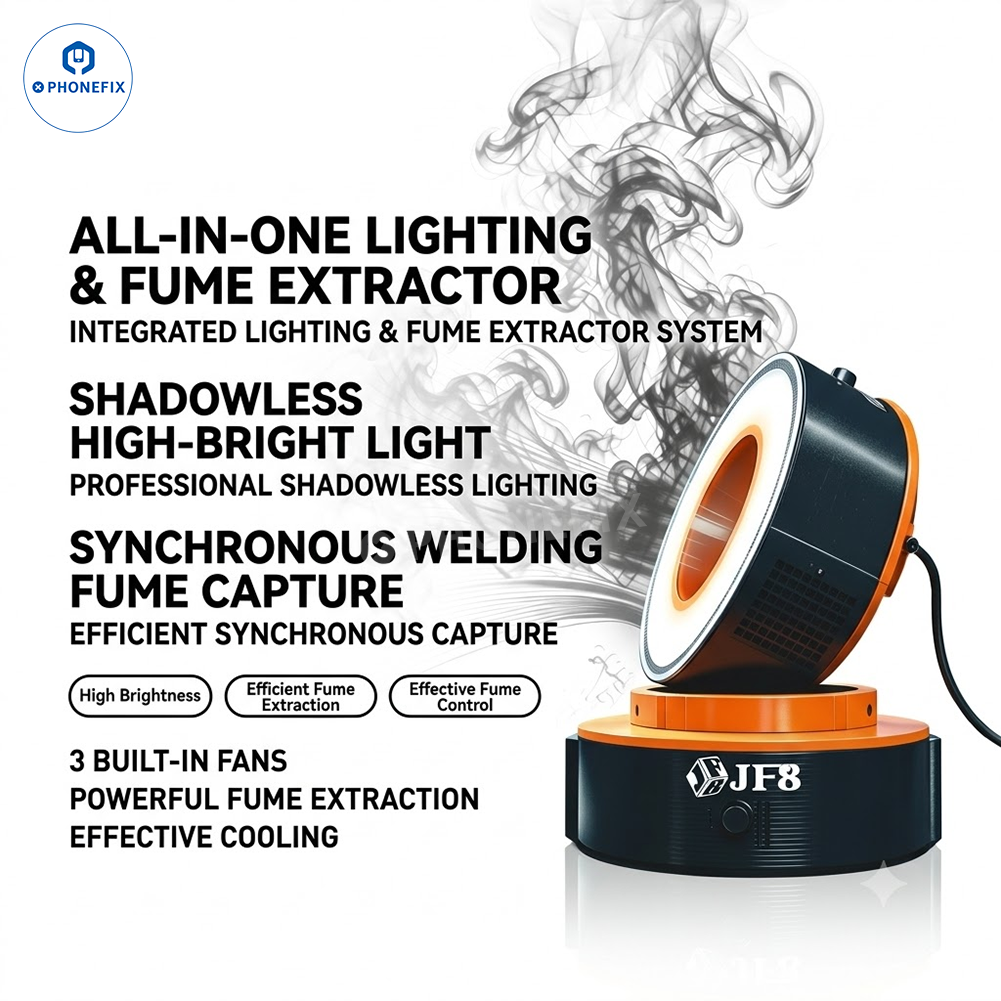 JF8 Lighting & Fume Extractor 2-in-1 Microscope Lamp for PCB Repair
