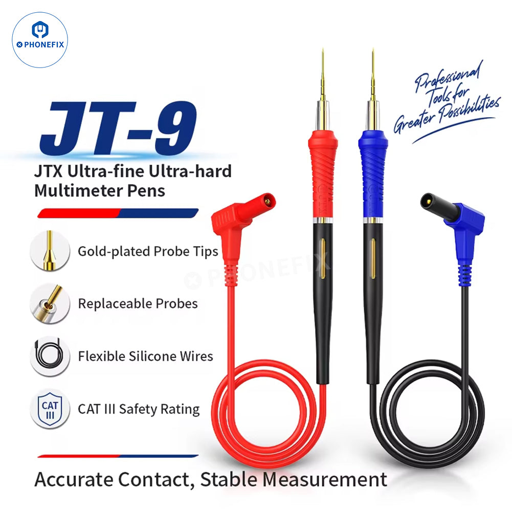 JTX JT-9 multimeter test leads pen for digital current and voltage testing, designed for precise measurements and durable use.