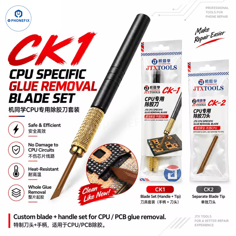 JTX CK1 CK2 CPU & PCB Glue Removal Blade Set – 45° Angled Scraper