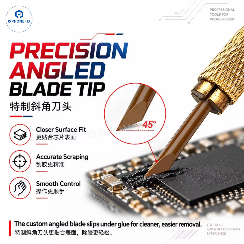 JTX CK1 CK2 CPU & PCB Glue Removal Blade Set – 45° Angled Scraper