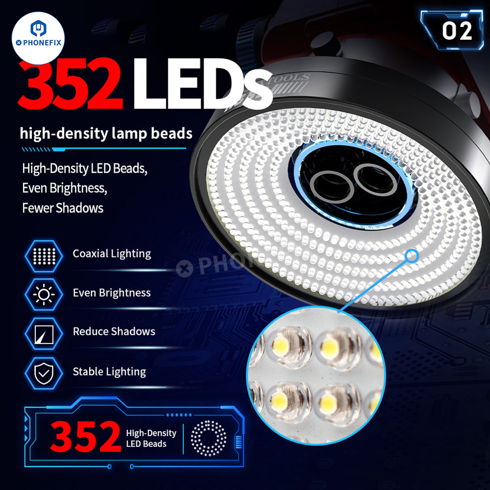 JTX K352 Coaxial Shadowless Microscope Light 352 LEDs Ring Lamp