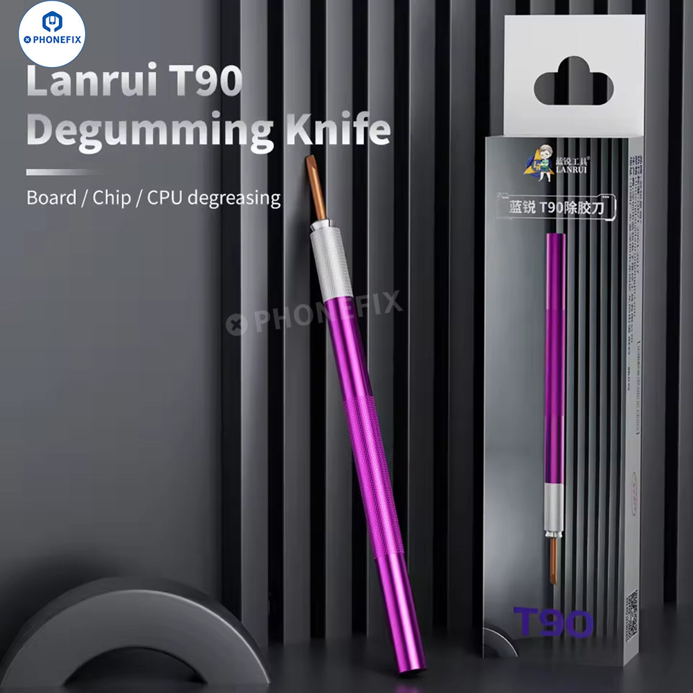 LANRUI T90 degumming knife for phone PCB and CPU IC glue removal, part of PHONEFIX's tweezers and knife tools collection.