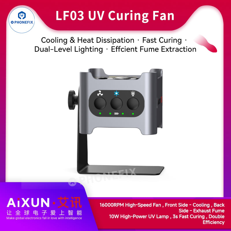 AiXUN LF03 UV Curing Fan for Rapid UV Glue Curing - CHINA PHONEFIX SHOP Team