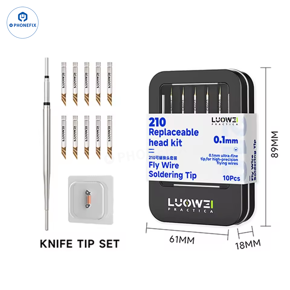 LUOWEI C210 soldering iron tip set for phone jumper wire repair, compatible with PHONEFIX soldering tools, replacement iron tips.