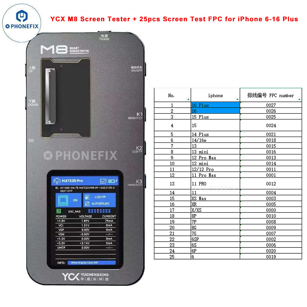 YCX M830 M8 Screen Tester for iPhone Samsung Huawei Android