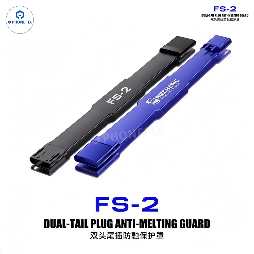 PHONEFIX MECHANIC FS-2 dual micro-USB and Type-C port anti-melting protector for repair assist tools, shown in the image.