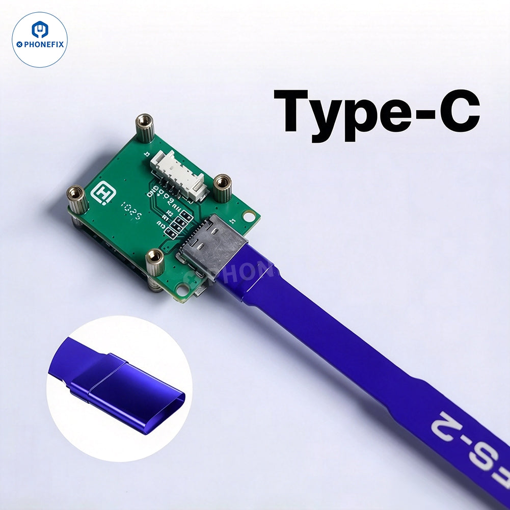 PHONEFIX MECHANIC FS-2 dual micro-USB and Type-C port anti-melting protector for repair assist tools, shown in the image.