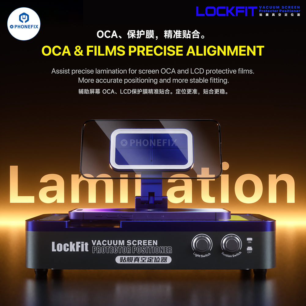 PHONEFIX MECHANIC LockFit Vacuum Phone Screen Protector Positioner for precise screen repair alignment.